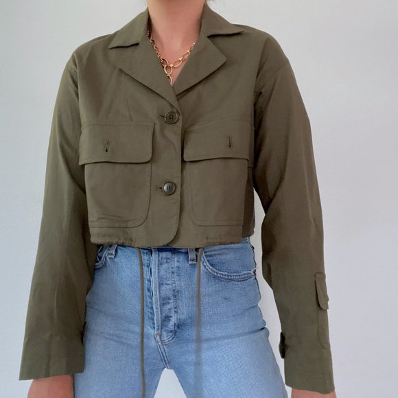 Ralph Lauren Army Green Cropped Utility Jacket - Picture 9 of 11